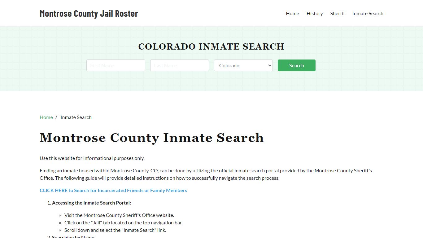 Montrose County, CO Detainee Lookup