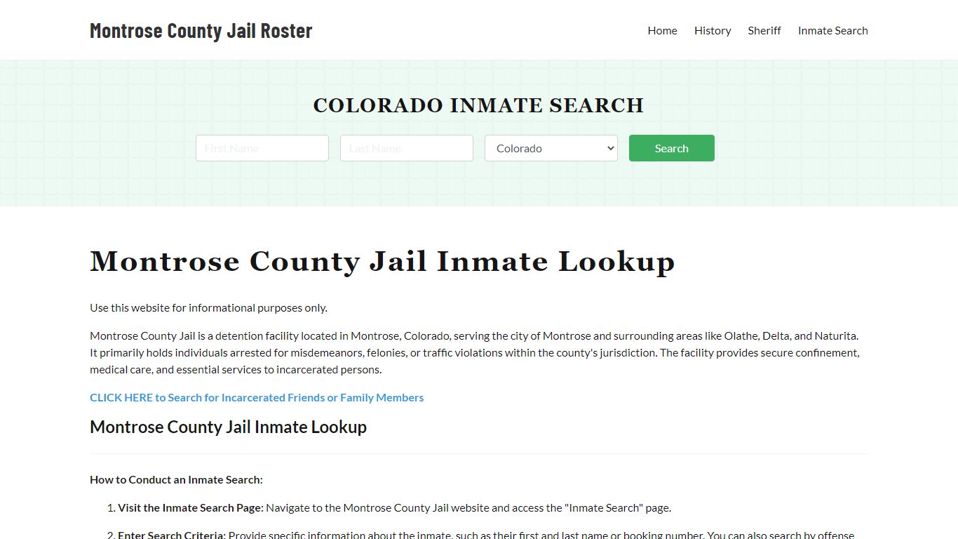 Montrose County Jail Roster Lookup, CO, Inmate Search